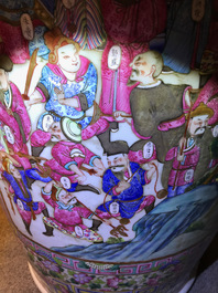 A massive Chinese famille rose court scene vase, 19th C.