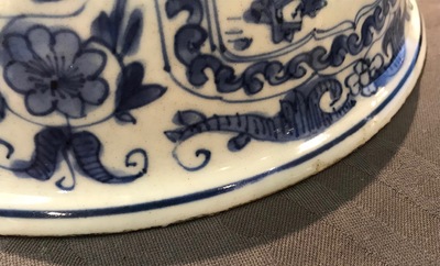 A Chinese blue and white figurative panel bowl, Wanli