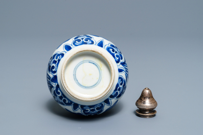 A Chinese silver-mounted blue and white Persian market bottle vase, Kangxi