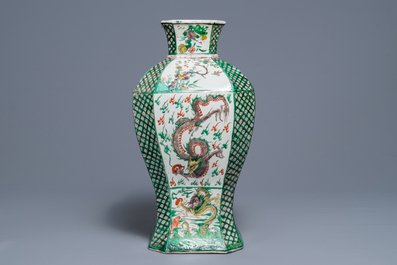 A Chinese famille verte 'dragon' vase, Kangxi