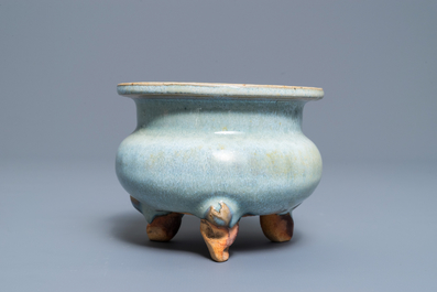 A Chinese junyao tripod censer, probably Ming