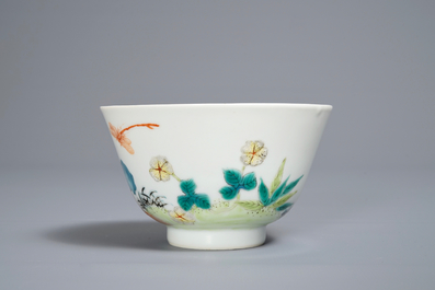 A Chinese famille rose wine cup, Shen De Tang Zhi mark, 20th C.