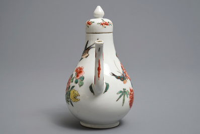 A Chinese famille rose jug and cover with birds and butterflies, Yongzheng mark and of the period