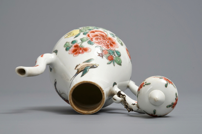 A Chinese famille rose jug and cover with birds and butterflies, Yongzheng mark and of the period