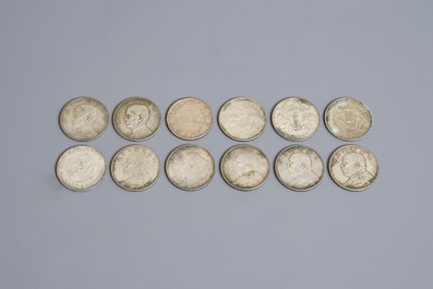 Twelve Chinese silver coins, 20th C.