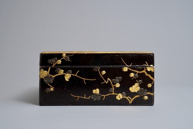 A large Japanese lacquer 'suzuribako' with prunus design, Edo or Meiji, 18/19th C.