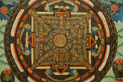 A 'mandala' thangka, Nepal or Tibet, 19/20th C.