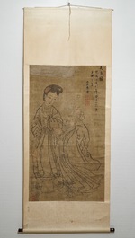 Chu (Zhu) Shang: Mei Shou Tu (Beauty, longevity and painting), ink and colour on paper, dated 1773