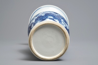 A Chinese blue and white 'deer and crane' yenyen vase, Kangxi