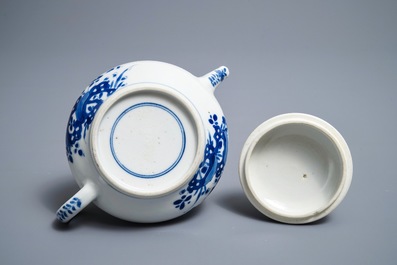 A Chinese blue and white teapot and cover after a Yixing example, Kangxi