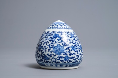 A Chinese blue and white Xuande-inscribed birdfeeder, Kangxi