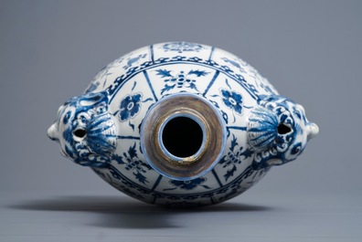A Dutch Delft blue and white pilgrim's flask, last quarter 17th C.
