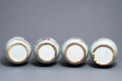 Four Chinese famille rose vases, 19/20th C.