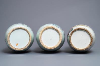 Three Chinese famille rose vases, 19/20th C.