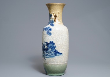 A Chinese Nanking crackle-glazed 'deer and crane' vase, 19th C.