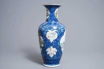 A Chinese famille rose vase, Qianlong mark, Republic, 20th C.