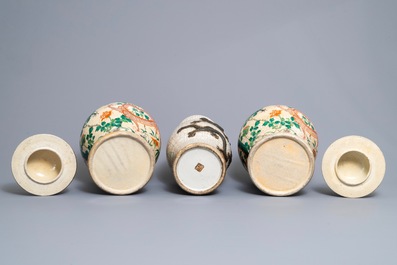 Three Chinese Nanking crackle-glazed 'dragon' vases, 19th C.