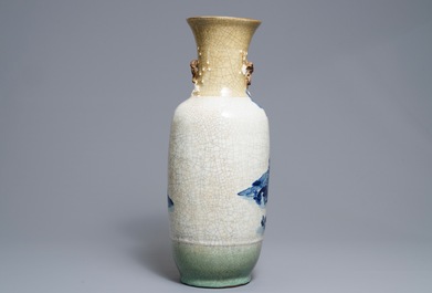 A Chinese Nanking crackle-glazed 'deer and crane' vase, 19th C.