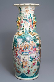 A large Chinese famille rose 'immortals' vase, 19th C.