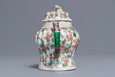 A Chinese famille verte teapot and cover, Kangxi