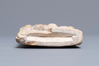 Een Chinees zeepstenen reli&euml;f van Zhenwu, 18/19e eeuw