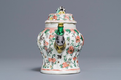 A Chinese famille verte teapot and cover, Kangxi