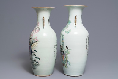 Deux vases en porcelaine de Chine famille rose, 19/20&egrave;me