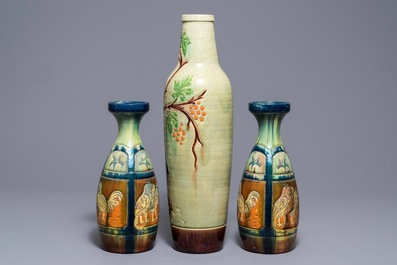 Three Flemish pottery vases, 1st half 20th C.