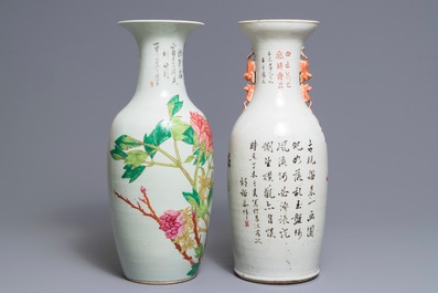 Twee Chinese qianjiang cai vazen, 19/20e eeuw