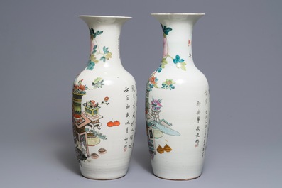 Deux vases en porcelaine de Chine qianjiang cai, 19/20&egrave;me