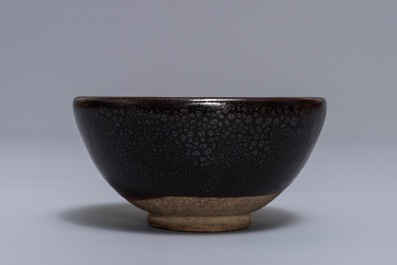 A Chinese black-glazed tea bowl with oil spots, Song or later