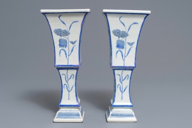 A pair of Chinese blue and white Pronk workshop 'fritillary' vases, Qianlong