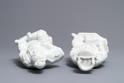 Two Chinese Dehua blanc de Chine figures of Guandi and Zhenwu, 18/19th C.