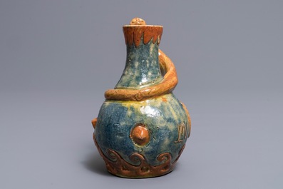 A Flemish pottery Art Nouveau 'dragon' vase, Leo Maes Vereenoghe, Torhout, 1891-1909