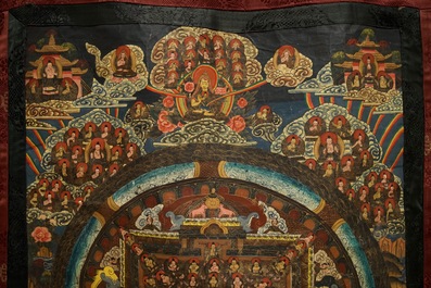 Een 'mandala' thangka, Tibet of Nepal, 19/20e eeuw