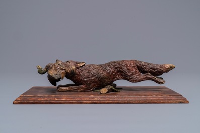 A cold-painted bronze door knocker shaped as a fox, Vienna, Bergman, late 19th C.
