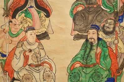 Chinese school: A view on the spring palace, 16/17th C. and 'Guanyin with servants', 19th C.