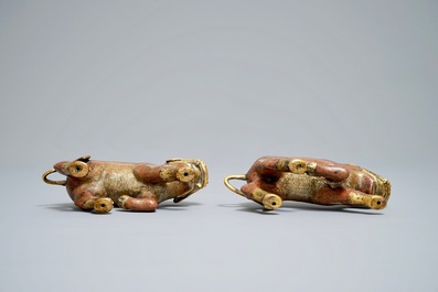 A pair of Chinese cloisonn&eacute; and gilt bronze models of qilins, Qianlong