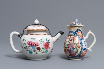 A varied collection of Chinese famille rose and blue and white tea wares, Kangxi/Qianlong