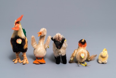 Een collectie Steiff pluche dieren, jaren '50 en later