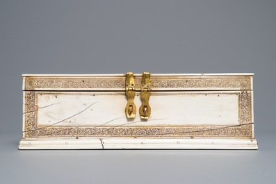 A rectangular Siculo-Arabic ivory casket, Sicily, 13/14th C.