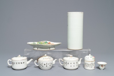 Un lot vari&eacute; en porcelaine de Chine qianjiang cai, 19/20&egrave;me