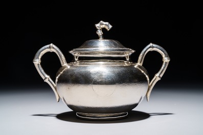 A Chinese silver three-piece tea set, mark of Hung Chong, Shanghai, ca. 1900