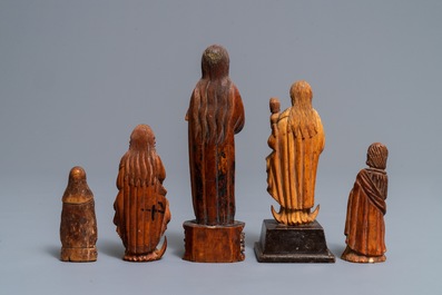 Five Indo-Portuguese carved ivory figures, Goa, 17th C.