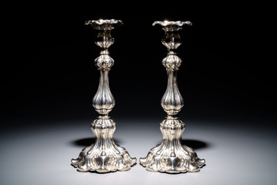 A pair of silver candlesticks, poss. Austria, 19th C.