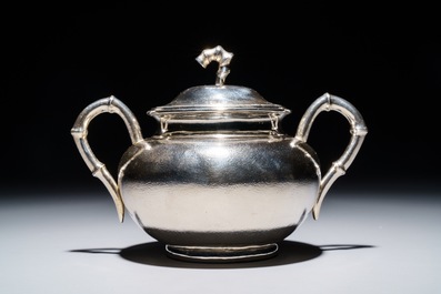 A Chinese silver three-piece tea set, mark of Hung Chong, Shanghai, ca. 1900