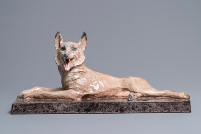 Maurice Guiraud Rivi&egrave;re (1881-1947): An Art Deco ceramic model of a dog