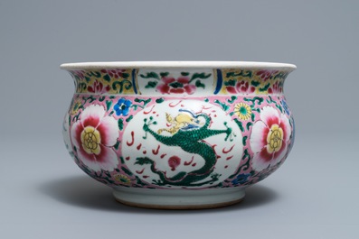 A Chinese famille rose 'dragon' censer, Yongzheng