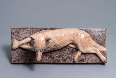 Maurice Guiraud Rivi&egrave;re (1881-1947): An Art Deco ceramic model of a dog