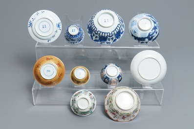 A varied collection of Chinese blue and white, famille rose and verte wares, Kangxi and later